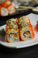 sushi rolls with eel