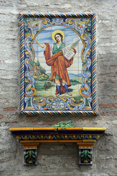 Wandbild aus Fliesen des M&auml;tyrers Sankt Pankratius