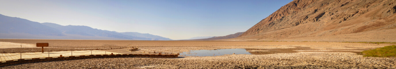 Panoramic View in the Desert at th e Bottom of Badwater Bassin