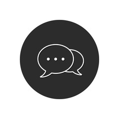 Speech bubble icon isolated on black circle. Vector chat button