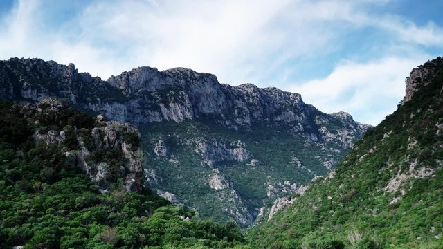 Mountain landscape sky with clouds. The Taygetus mountains in Laconia Greece Peloponnese, Europe  time lapse 4K