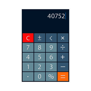 Smartphone calculator app vector isolated realistic illustration