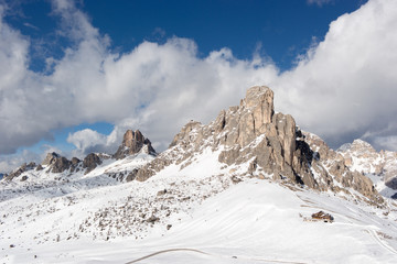 Fototapeta premium Winter landscape in Dolomites mountain