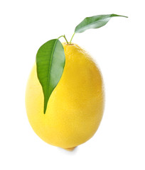 Fresh ripe lemon on white background