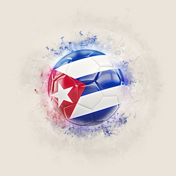 Grunge football with flag of cuba