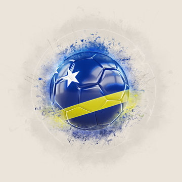 Grunge football with flag of curacao