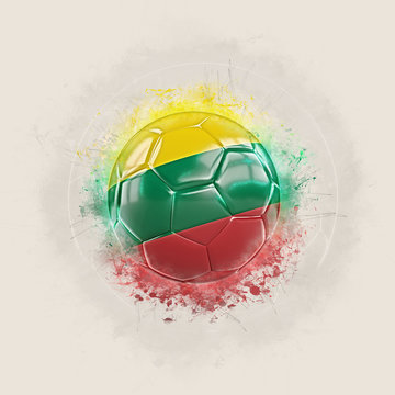 Grunge football with flag of lithuania
