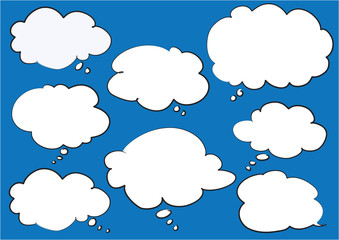 blank cloud and speech bubble