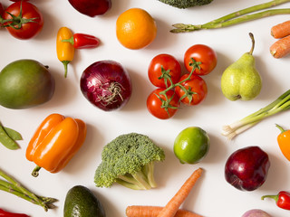Background of Various Fresh Fruits and Vegetables