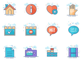 Icons set for personal portfolio website in flat color style. Vector illustration.