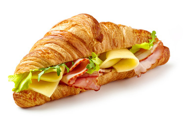 croissant sandwich with ham and cheese
