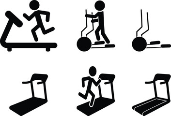 Set of Treadmill and Elliptical icons and symbol - obrazy, fototapety, plakaty