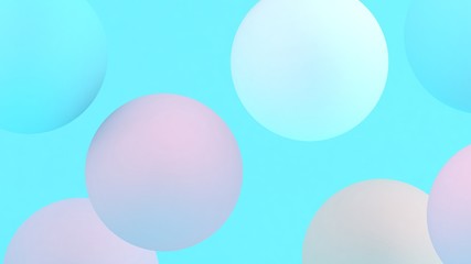 3d bubbles. Spheres background. Abstract wallpaper. Flying geometric shapes. Trendy modern illustration. 3d rendering. Falling abstract balls. Colorful poster backdrop. Minimal style.