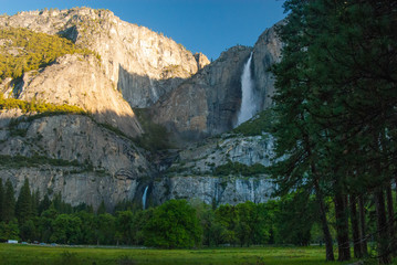 Yosemite Falls on clear morning - Yosemite National Park