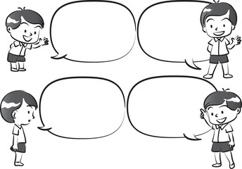 kids talk with blank speech bubble