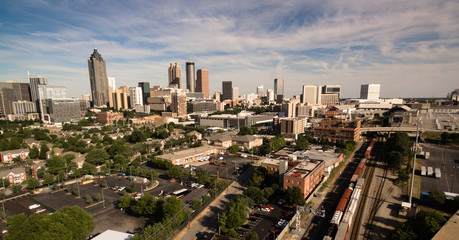 Naklejka na ściany i meble Over City Skyline Atlanta GA Downtown Dusk Georgia