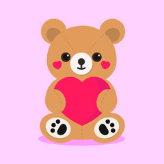 Cute Stuffed Teddy Bear Holding a Heart (Valentine's Day)