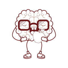 brain character expression apple mind intelligence neurology fun cartoon caricature comic graphic vector illustration