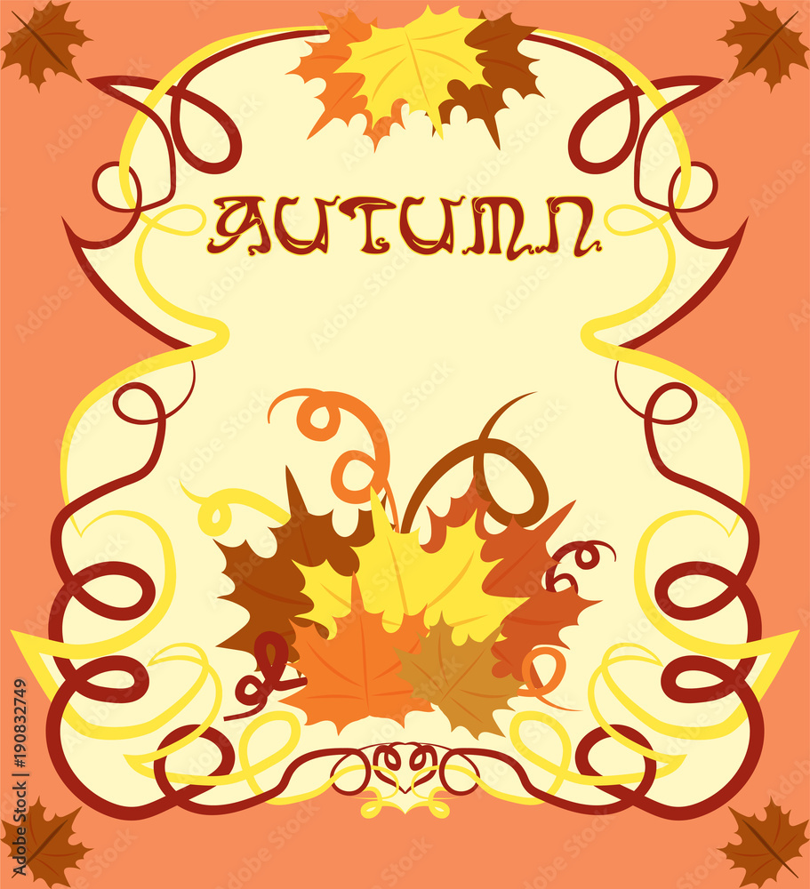 Wall mural autumn card in art nouveau style, vector illustration