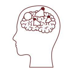  human head face brain science mind intelligence vector illustration