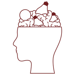  human head face brain science mind intelligence vector illustration