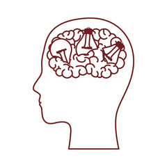  human head face brain science mind intelligence vector illustration
