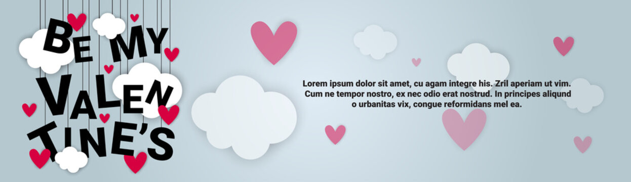 Valentines Day Background Horizontal Banner With Copy Space Vector Illustration