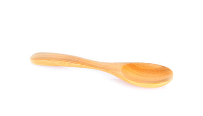 Wooden spoon on white background