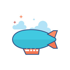 Airship icon in outlined flat color style. Vector illustration.