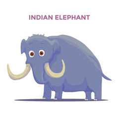 Cartoon Indian Elephant isolated on white background. Vector
