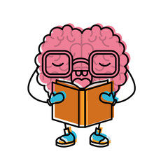 brain cartoon expression mind intelligence neurology fun caricature comic graphic vector illustration