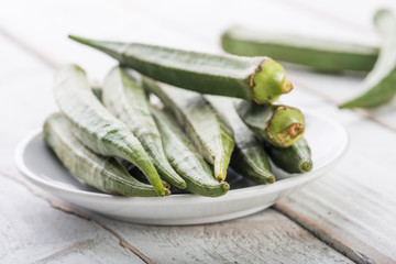 Fresh Green Okra ( Abelmoschus esculentus )