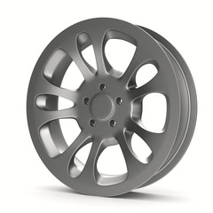 wheel rim on white background. Isolated 3D illustration