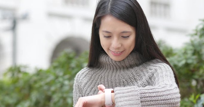 Woman use smart watch