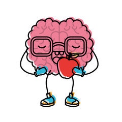  brain cartoon expression mind intelligence neurology fun caricature comic graphic vector illustration