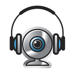 isolated webcam and headset vector icon