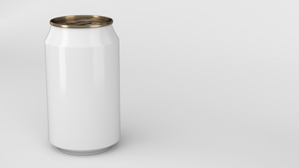 Blank small white and gold aluminium soda can mockup on white background