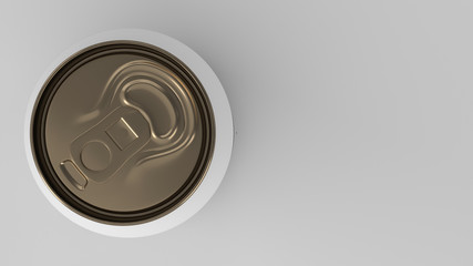 Blank small white and gold aluminium soda can mockup on white background