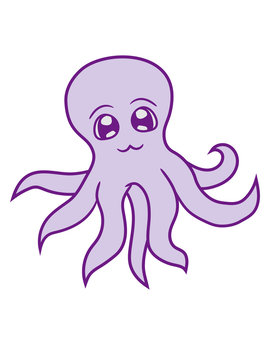 süß niedlich qualleklein baby oktopus tentakel unterwasser tintenfisch riesenkrake kraken comic cartoon design clipart