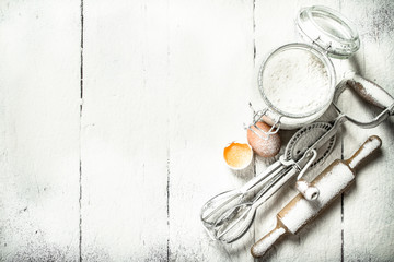 Tools and ingredients for the dough.