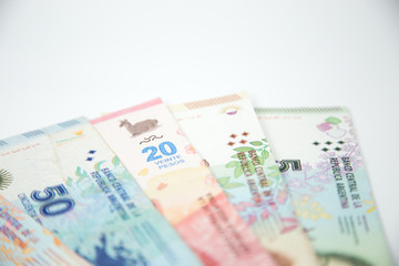argentine money with white background