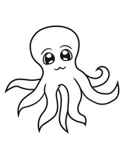 süß niedlich qualleklein baby oktopus tentakel unterwasser tintenfisch riesenkrake kraken comic cartoon design clipart © Style-o-Mat-Design