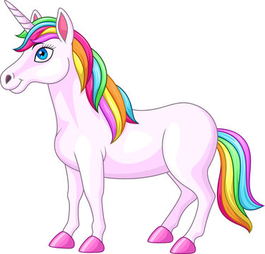 Fototapeta Cartoon rainbow unicorn horse