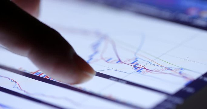 Finger touch on the stock market graph