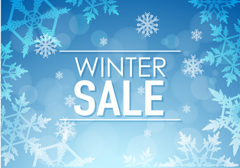 Winter sale poster design with snowflakes