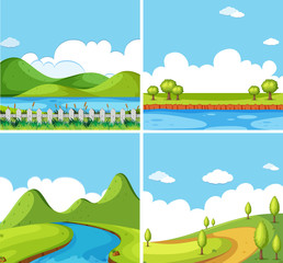 Obraz premium Four background scenes with park at day time