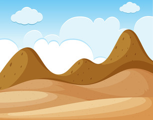 Background scene with desert and mountains