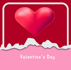 Valentine card template with red heart in frame