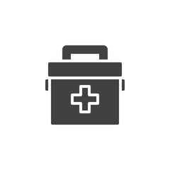 Medical bag icon vector, filled flat sign, solid pictogram isolated on white. First aid kit symbol, logo illustration.