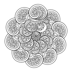 Black and white octopus tentacles round pattern